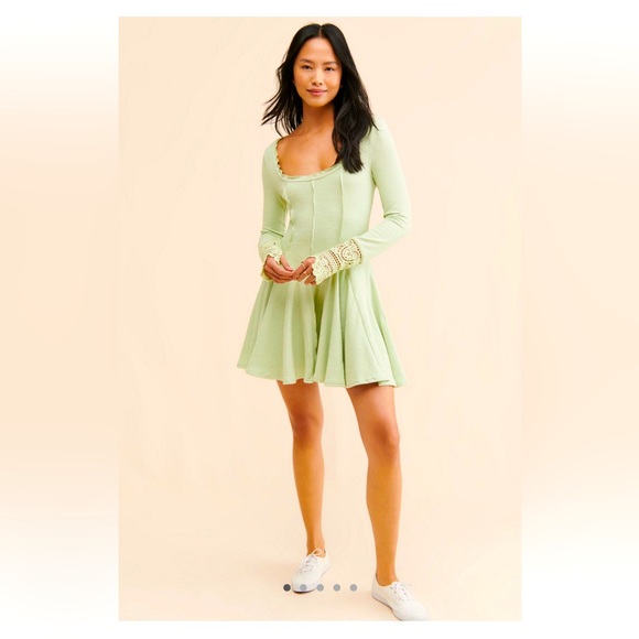 Free People light green thermal mini dress - Picture 1 of 3